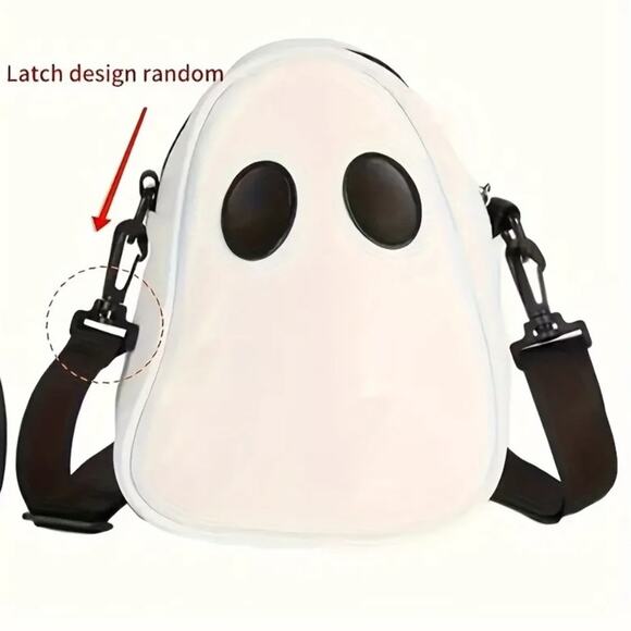 Halloween PU White Leather Ghost Crossbody Bag, Leather Shoulder Bag - Picture 5 of 10